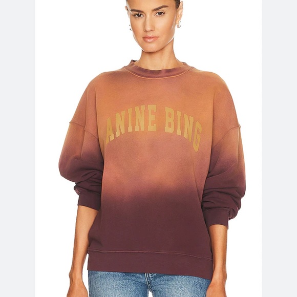 Anine Bing  Harvey Sweatshirt Washed Faded Burgundy - Picture 1 of 12
